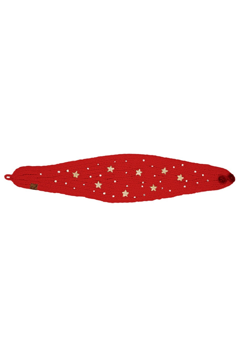 Red Elevate your winter style with this chic C.C head wrap featuring delicate star and pearl embellishments. Crafted from soft, stretchy 100% acrylic, it keeps you warm while adding a touch of sparkle to any outfit. The generous 9.5" - 10" x 4" sizing fits most head shapes comfortably. Perfect for casual days, outdoor adventures, or layering under hats. One size fits all. A versatile accessory that transitions seamlessly from day to night.