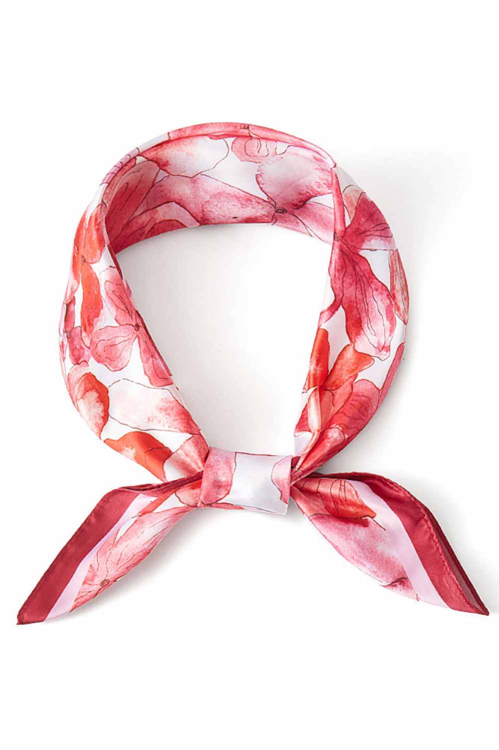 Red Brighten your summer style with this lightweight floral pattern bandana scarf. Crafted from 100% polyester, it's breathable and perfect for warm weather wear. The generous 27.5" x 27.5" square design offers versatility wear it as a headscarf, neck wrap, or accessory. Easy to care for and effortlessly chic, this printed scarf adds a pop of color to any outfit.