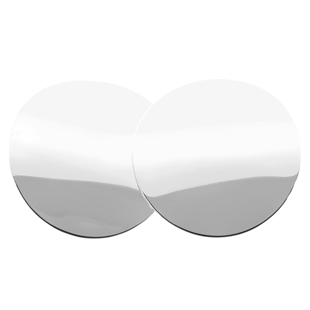 Stainless Steel Round Circle Domed Stud Earrings - Rhodium - Earrings