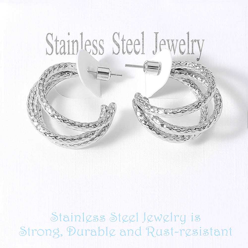 Rhodium Stainless Steel Textured Split Hoop Earrings are the perfect combination of style and durability. Made from high-quality stainless steel, these earrings feature a unique textured design that adds a touch of elegance to any outfit. With their split hoop design, they are comfortable to wear and will stay securely in place all day long. Elevate any look with these versatile and eye-catching earrings.
