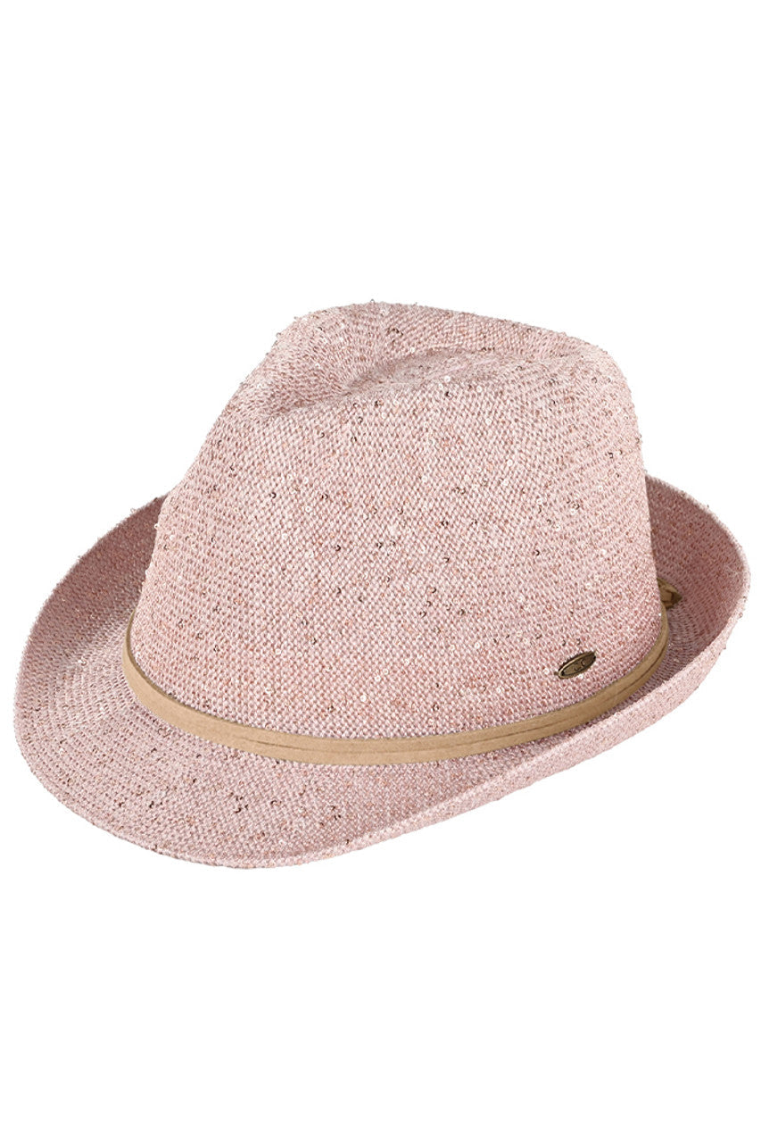 Rose C.C Band Trim Sparkle Fedora Hat is a stylish and elegant accessory that adds a touch of sparkle to any outfit. Made with high-quality materials, this hat features a trendy band trim and a classic fedora shape. Its versatile design makes it suitable for both casual and formal occasions. Elevate your look with this must-have hat.
