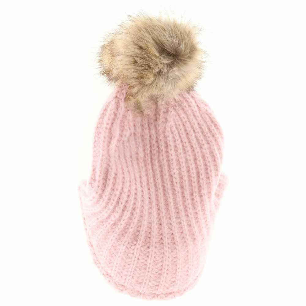 Rose C.C Cable Knitted Brim Beanie Natural Faux Fur Pom Pom Warm Winter Hat; reach for this classic toasty hat to keep you nice and warm in the chilly winter weather, the wintry touch finish to your outfit. Perfect Gift Birthday, Christmas, Holiday, Anniversary, Stocking Stuffer, Secret Santa, Valentines Day, Loved One, BFF