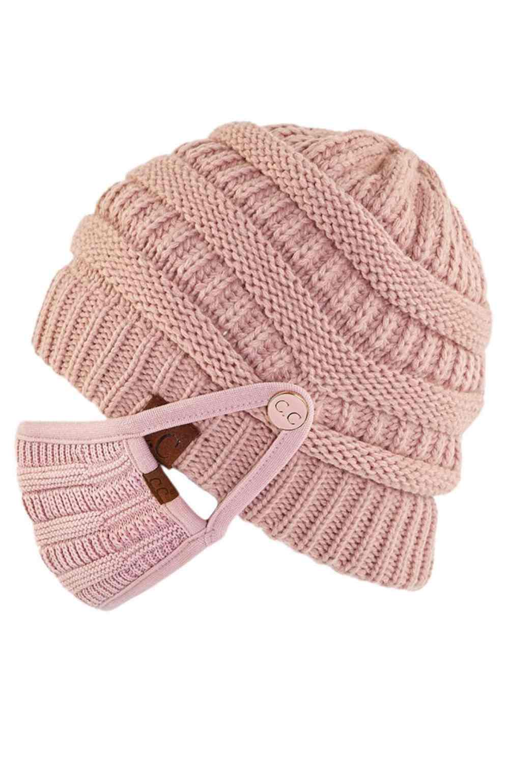 Rose Stay warm and functional with this C.C Ribbed Knit Beanie featuring a convenient button attachment for your mask. Crafted from 100% acrylic, this lightweight beanie offers soft comfort and durability for everyday wear.