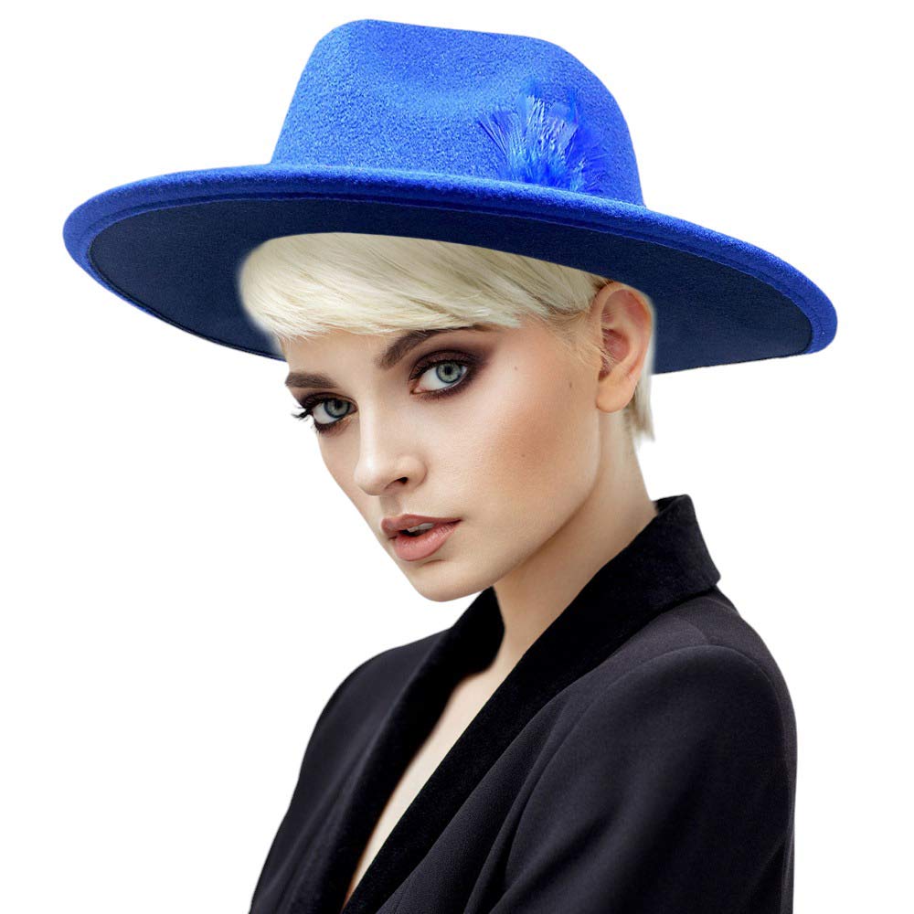 Royal Blue Feather Pointed Fedora Panama Hat, is perfect for warm weather. Its pointed top design and feather detail add a touch of class to any outfit. The lightweight construction ensures total comfort and breathability. Keep your style fresh, A classic gift to travelers or fashion-forwarded friends and family members.
