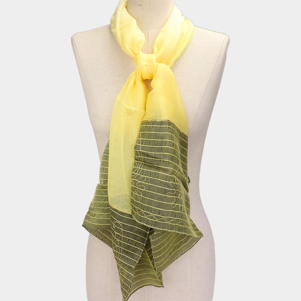 Madeline Love Yellow Embroidery Border Scarf - Jewelry