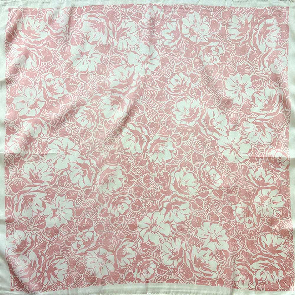 Madeline Love Pink Floral Print Square Bandana Scarf - Scarves & Wraps - desc