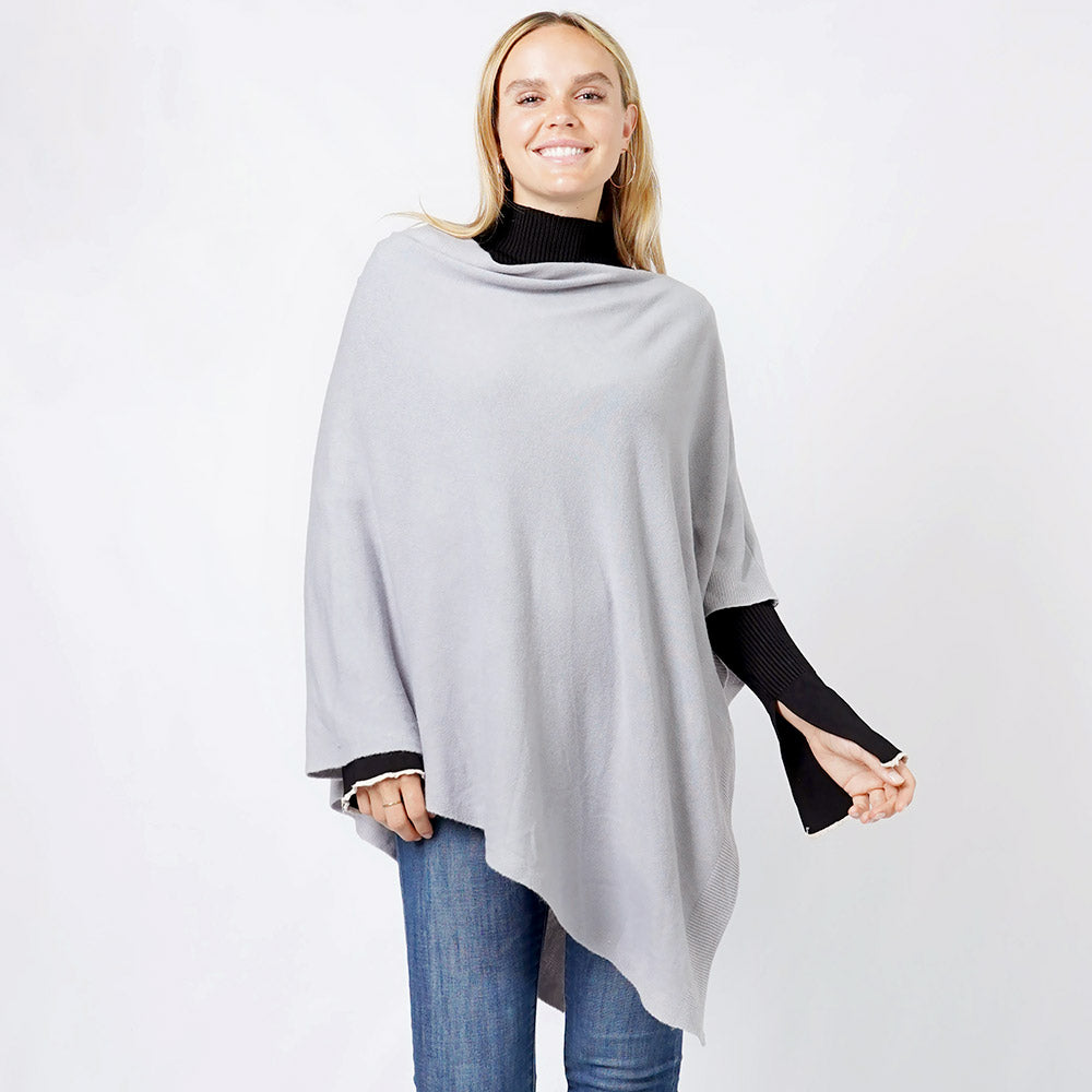 Gray Comfy Travel Wrap Poncho