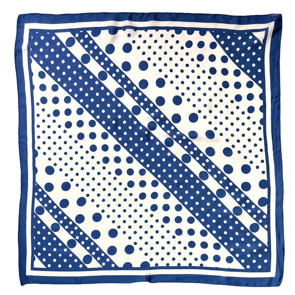 Madeline Love Blue Polka Dot Print Square Bandana Scarf - Scarves & Wraps - extra