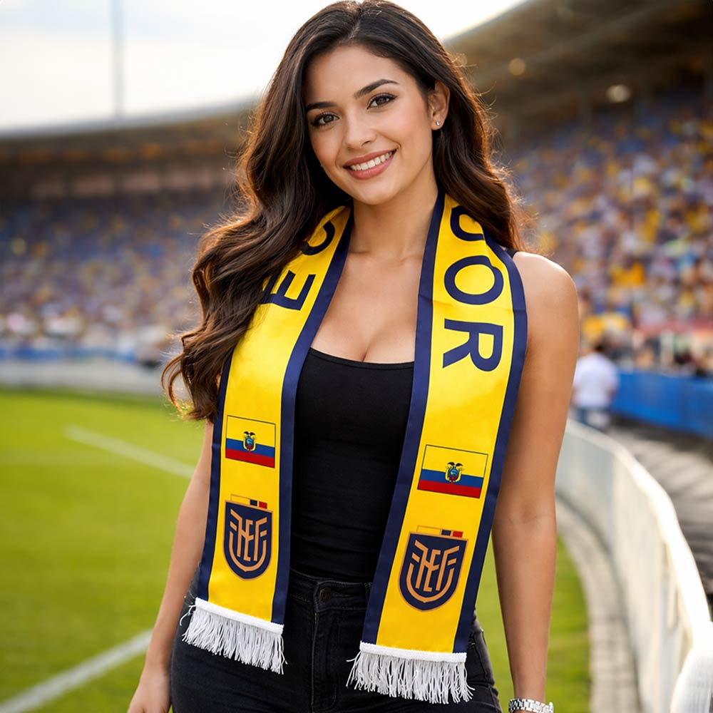 Madeline Love Yellow Ecuador National Team World Cup Soccer Fan Fringe Scarf - Sports & Events