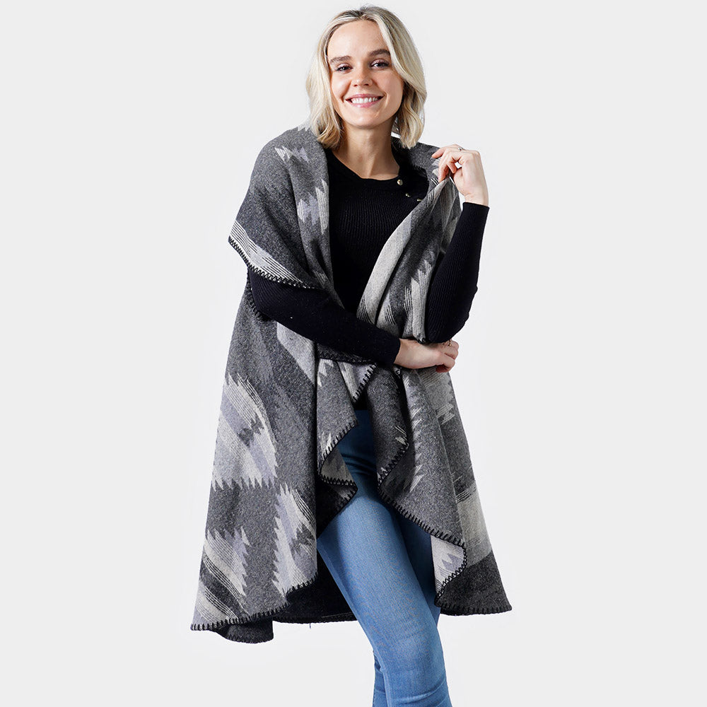 Black WESTERN PATTERN ROUND VEST