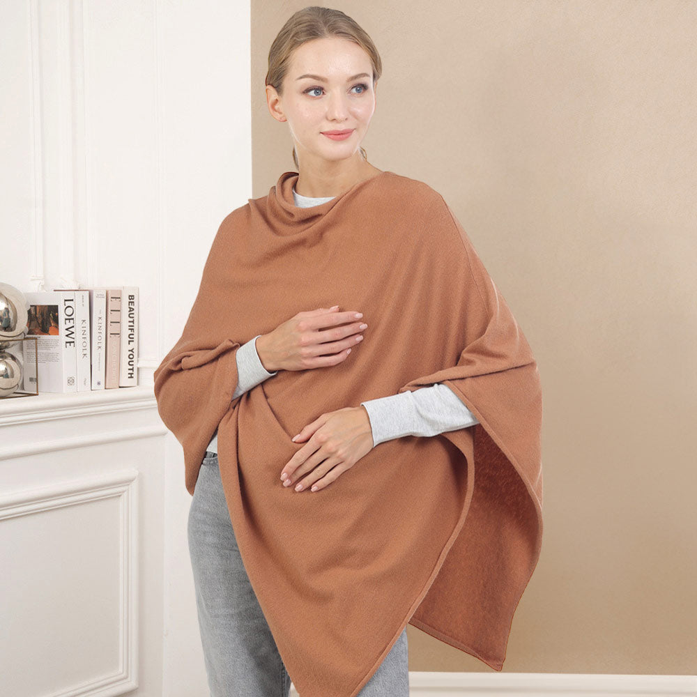 Tan Solid Poncho