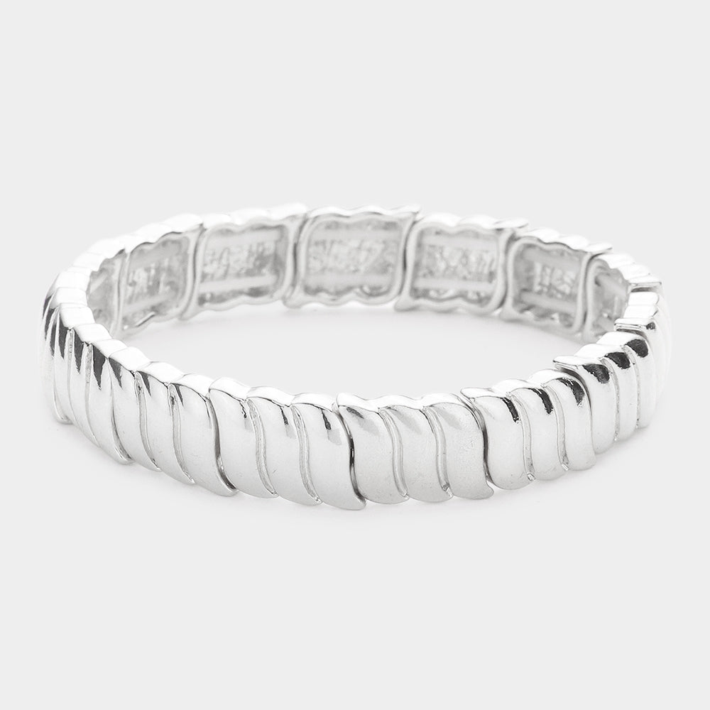Madeline Love Silver Wavy Metal Stretch Bracelet - Bracelets