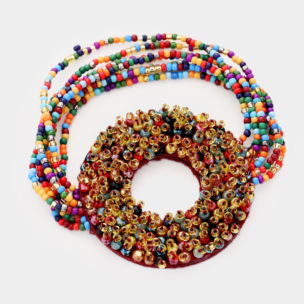 Madeline Love Multi Faceted Bead Open Circle Bracelet - Bracelets