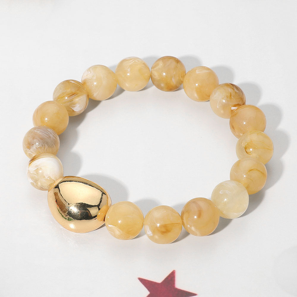 Madeline Love Neutral Marbled Resin Ball Beaded Stretch Bracelet - Bracelets
