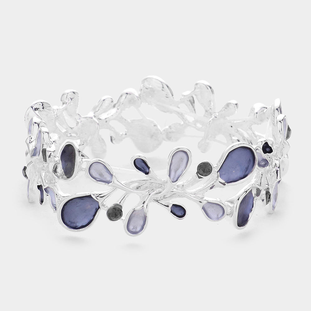 Madeline Love Gray Colored Metal Sprout Cluster Stretch Bracelet - Bracelets