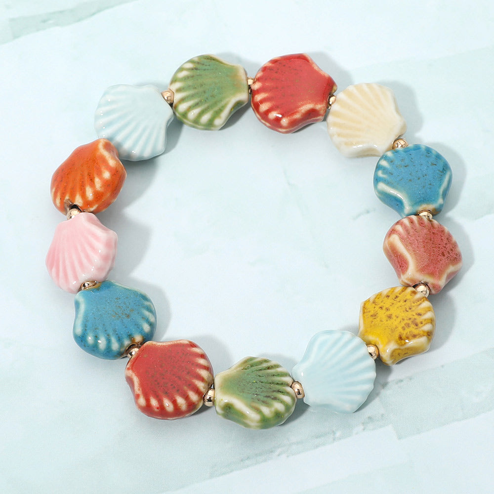 Madeline Love Multi Ceramic Shell Beaded Stretch Bracelet - Bracelets