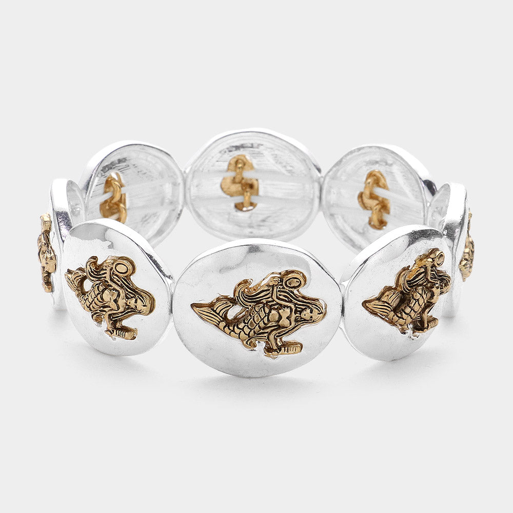 Madeline Love Two Tone Two Tone Mermaid Metal Stretch Bracelet - Bracelets