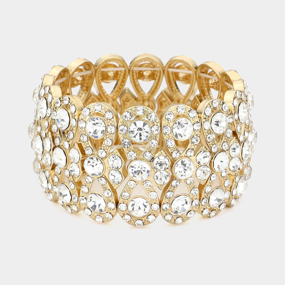 Madeline Love Gold Rhinestone Infinity Stretch Evening Bracelet - Bracelets