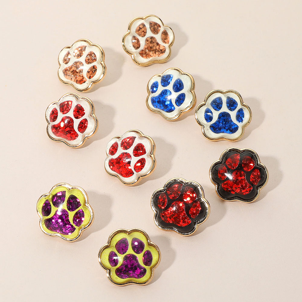 Madeline Love Red, White Glitter Paw Print GameDay Stud Earrings - Sports & Events - extra