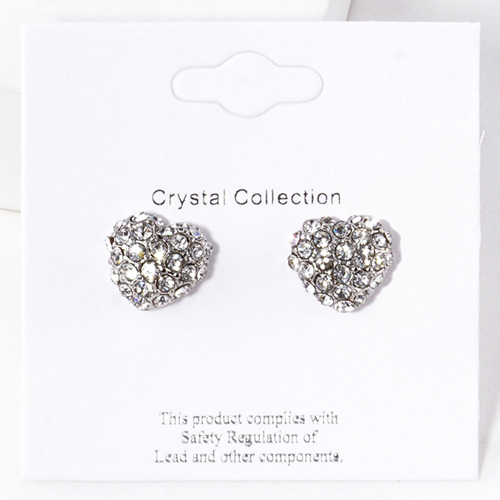 Crystal Paved Heart Stud Earrings bring elegance and sparkle to any outfit. Crafted with high-quality crystals, they are perfect for dressing up or adding a hint of glamour. The delicate heart design is a timeless classic that never goes out of style.