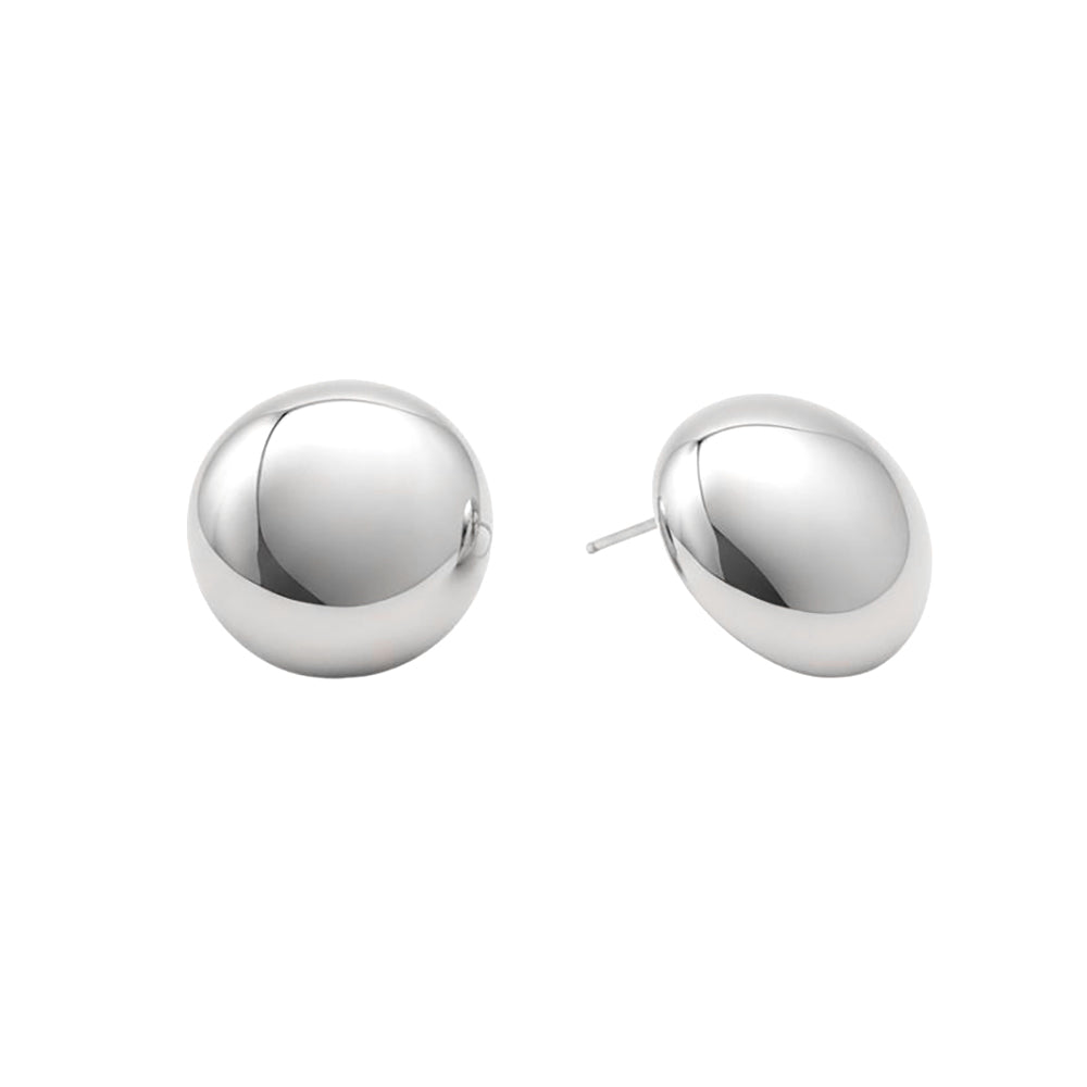 Madeline Love Rhodium, White Gold White Gold Dipped Classic Dome Stud Earrings - desc