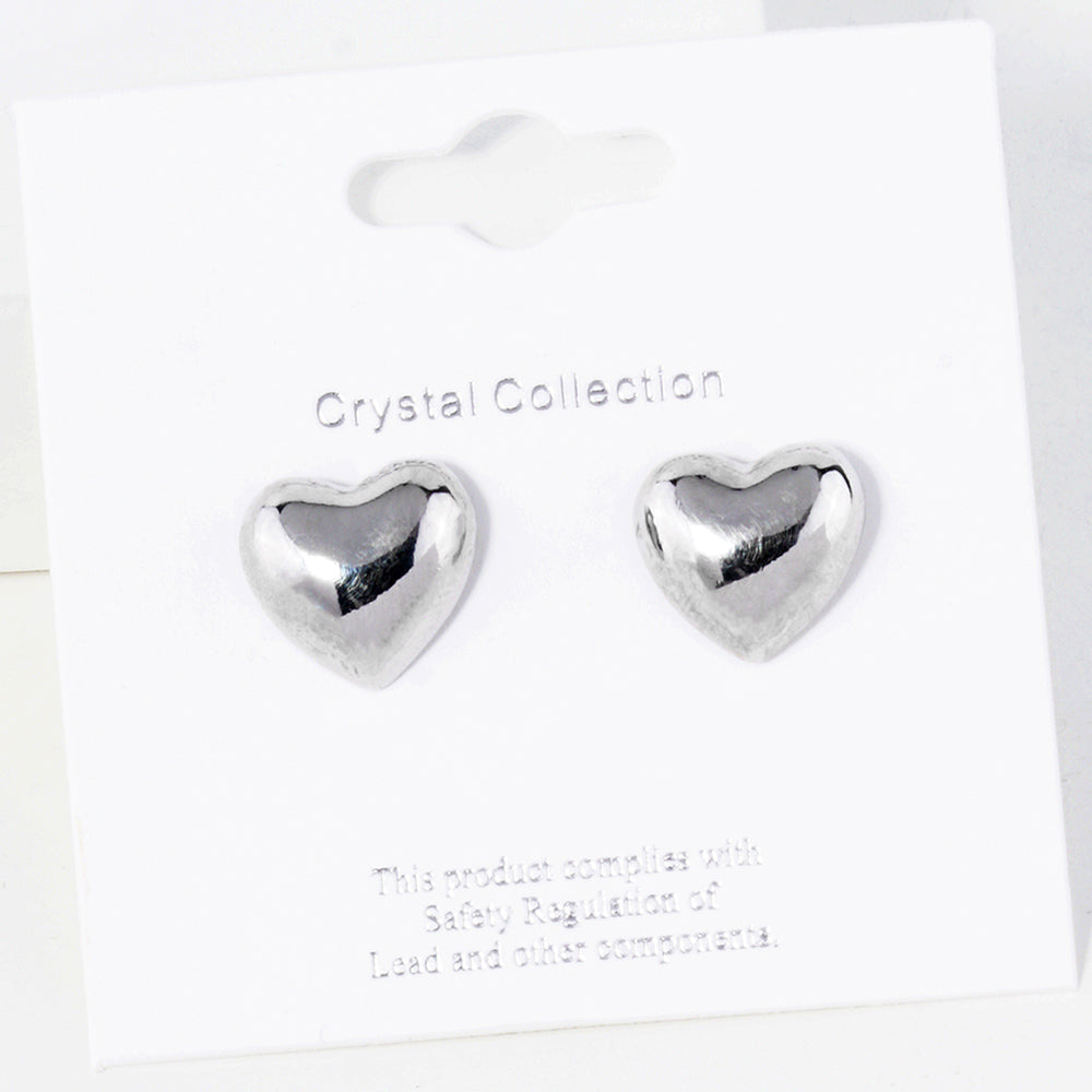 Madeline Love Rhodium Heart Stud Earrings - desc