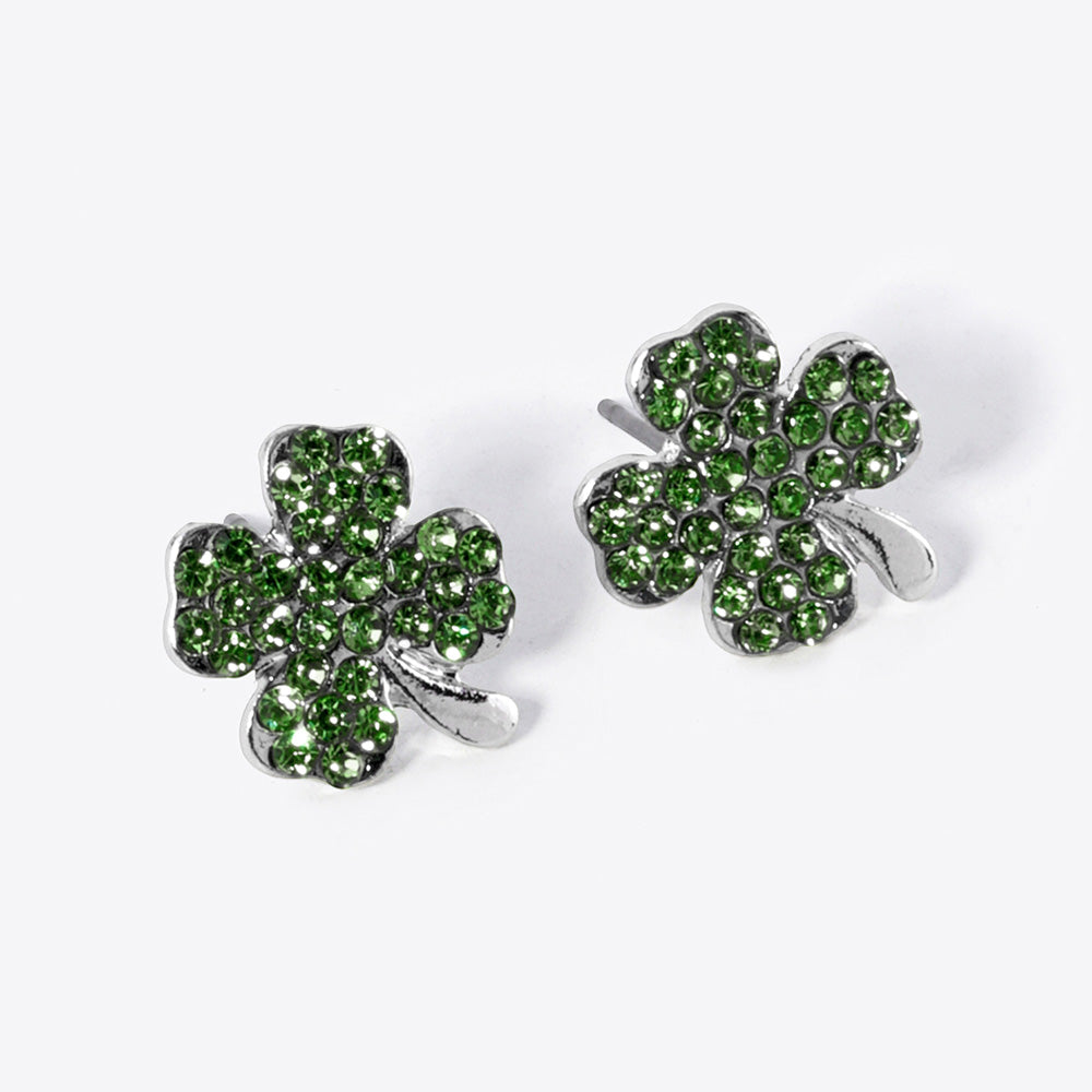 Madeline Love Peridot Crystal Paved Clover Stud Earrings