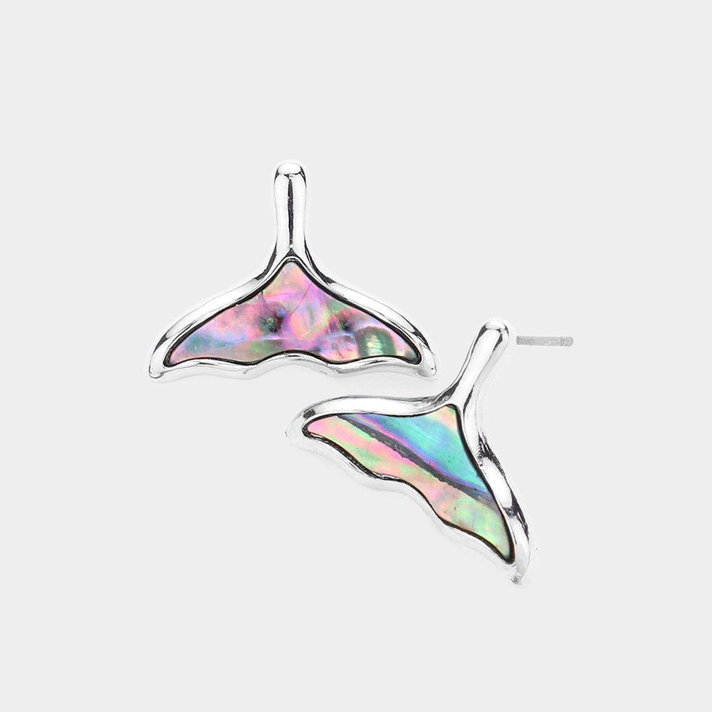 Madeline Love Abalone Abalone Whale Tail Stud Earrings