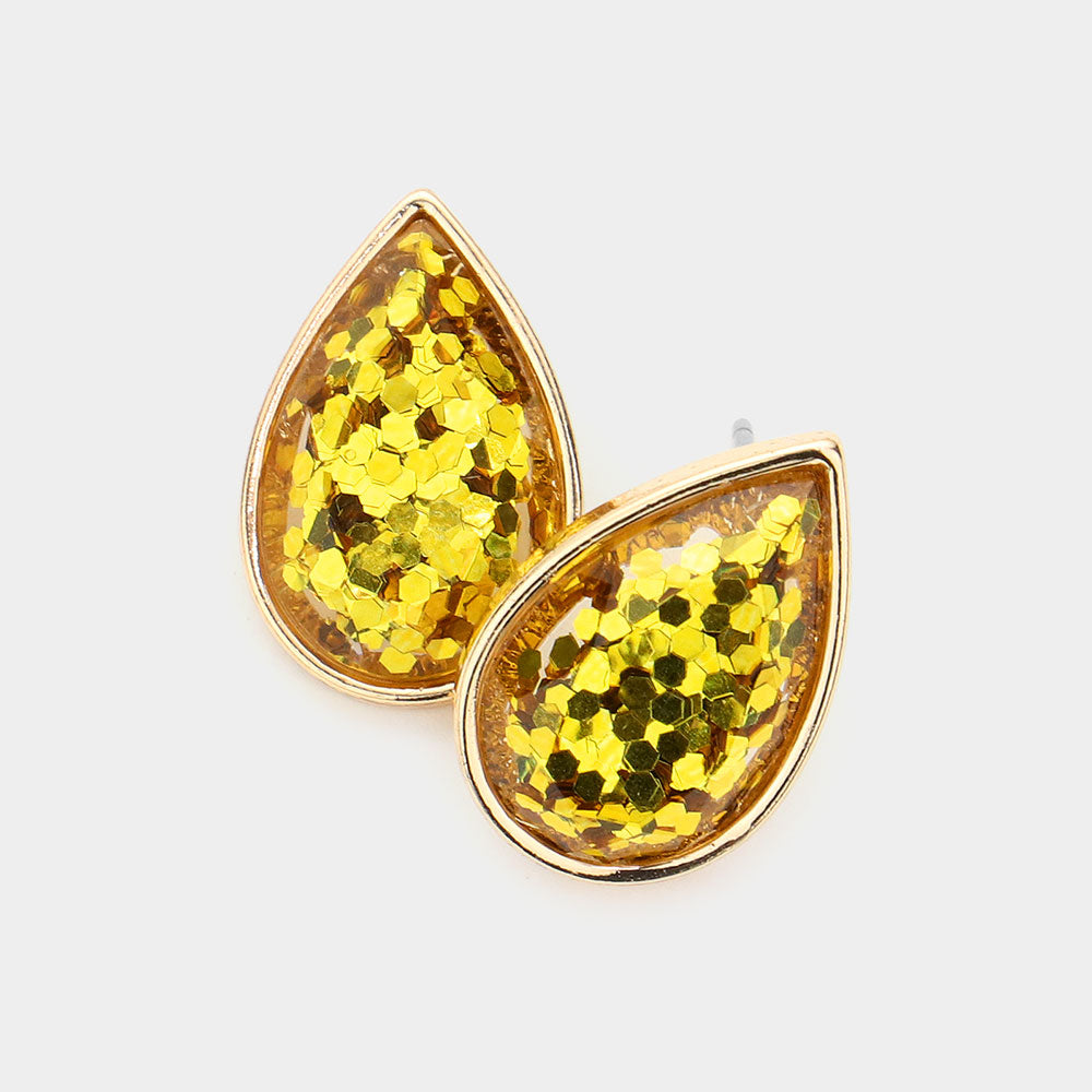 Madeline Love Gold Glittered Teardrop Stud Earrings