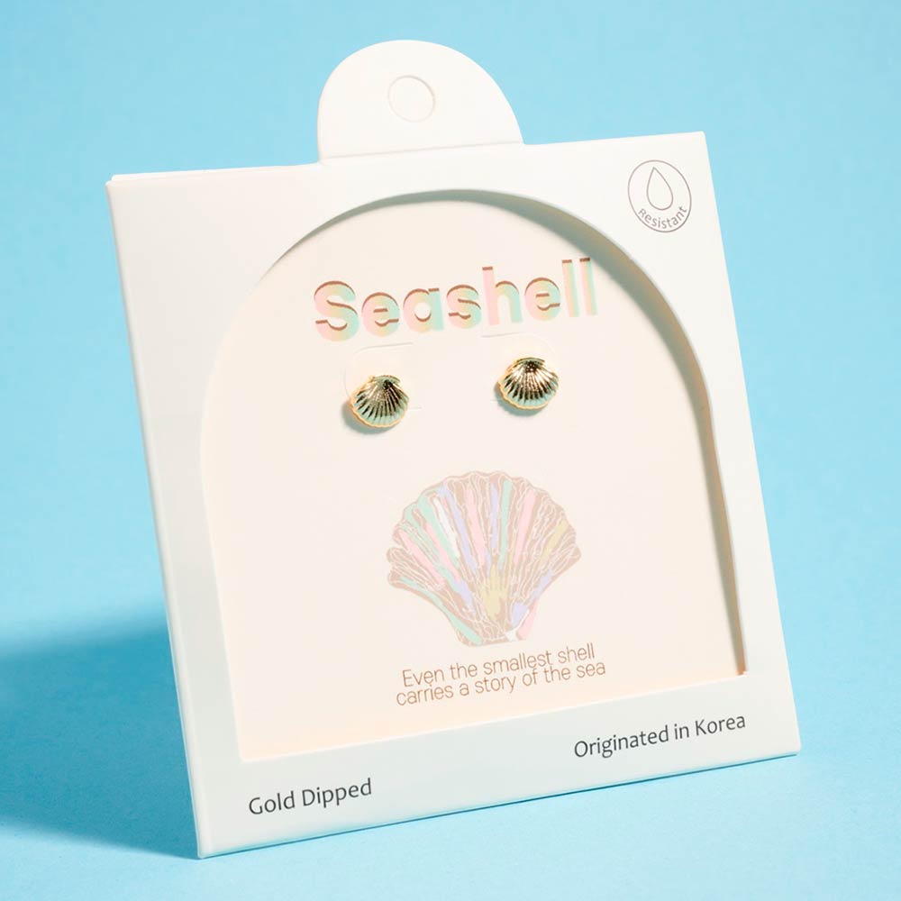 Madeline Love Gold Gold Dipped Seashell Mini Stud Earrings