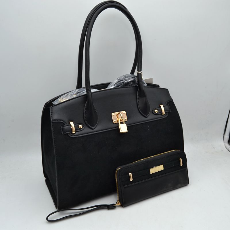 Margaux Suede Padlock Satchel with Wallet