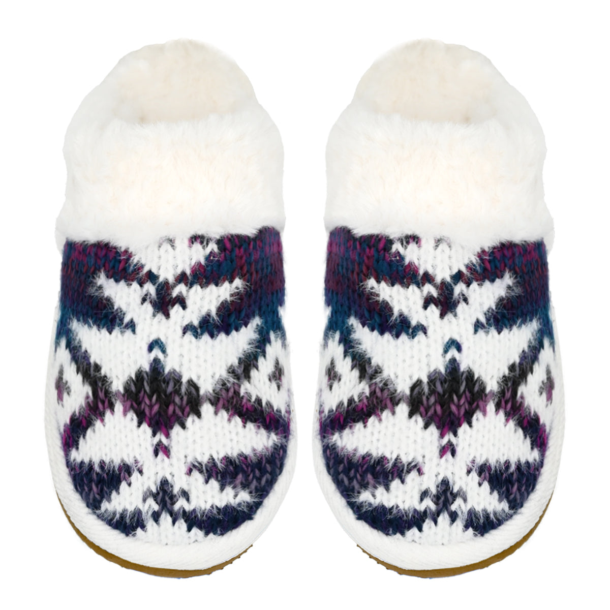 C.C Ombre Aztec Knitted Slippers With The Faux Fur Cuff