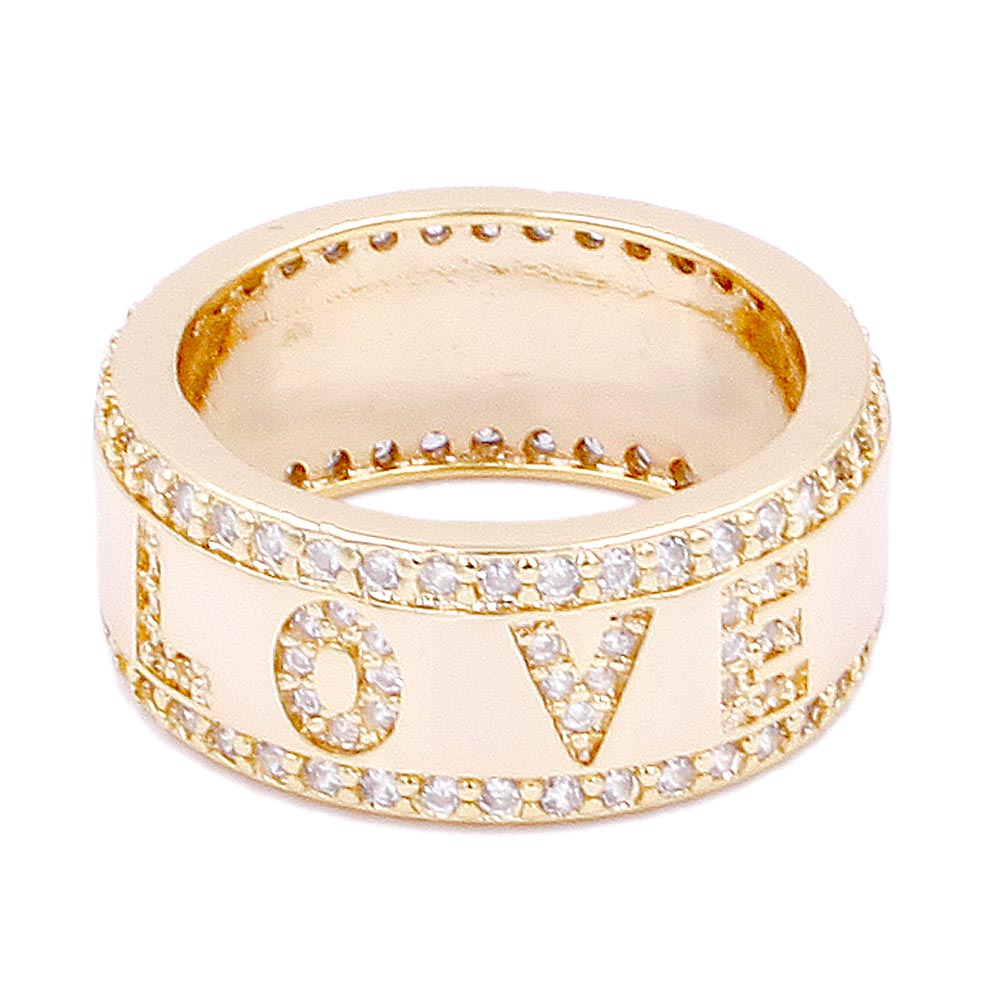 Gold Plated CZ Embellished Love Message Ring