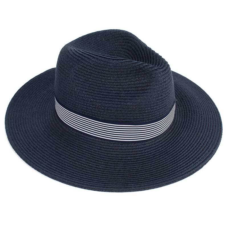 C.C Straw Panama Hat With Stripe Ribbon Band 100% Paper Straw