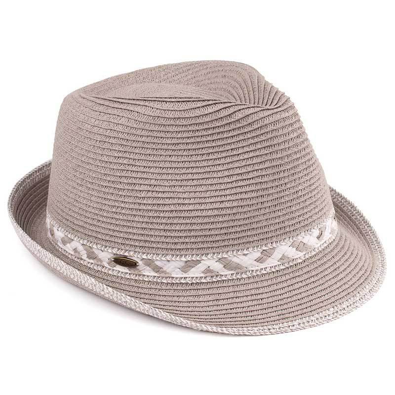 C.C Paper Straw Fedora Hat With Zigzag Pattern Band 80% Paper Straw 20% Polyester