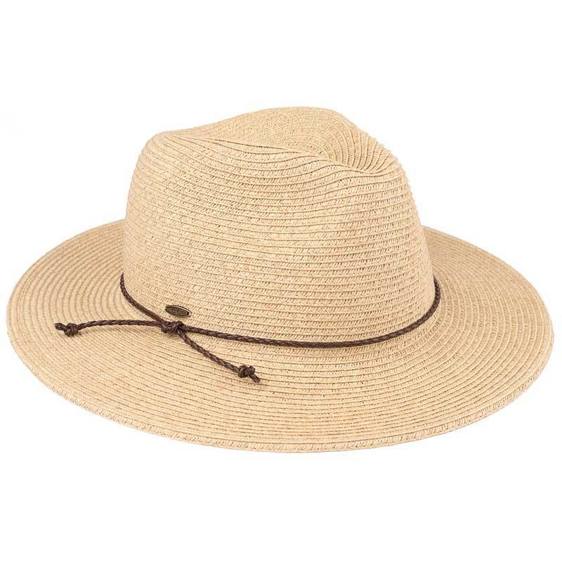 C.C Paper Straw Panama Hat With Faux Leather String 80% Paper 20% Polyester