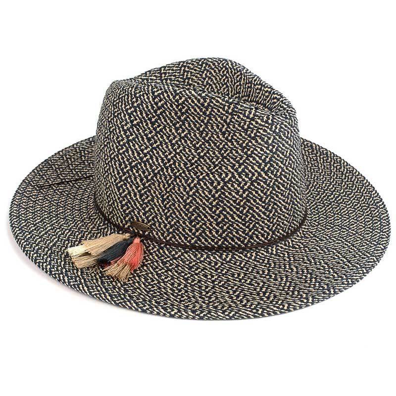 C.C Straw Panama Hat With Multi Color Tassel Band 80% Paper Straw 20% Polyester