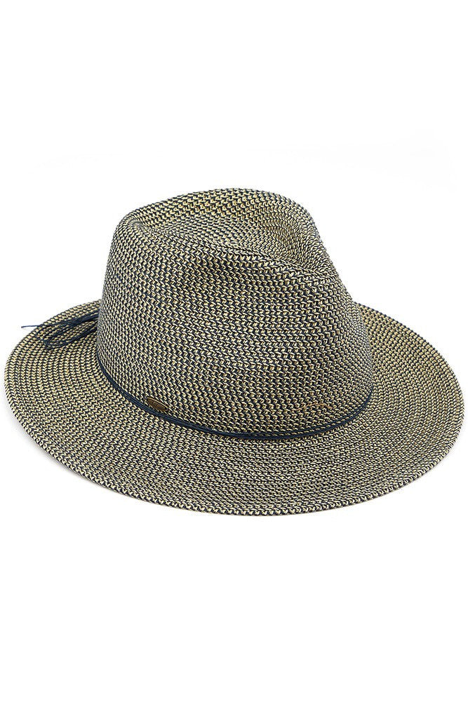 C.C Lurex Straw Panama Sun Hat - Navy - Panama Hats