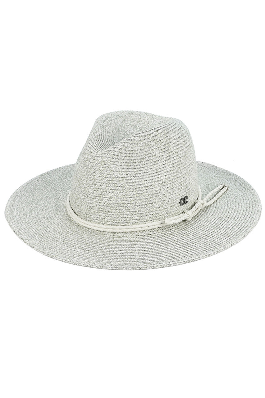 Sage C.C Leather String Rope Band Paper Panama Hat features a durable leather string rope band and is made of high-quality paper material. Perfect for a stylish yet practical accessory to protect from the sun's harmful rays. Expertly crafted, this hat showcases intricate details and is designed to last.