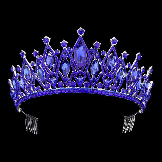 Sapphire Blue Marquise Stone Accented Princess Tiara is exquisitely crafted with a marquise-cut stone set in a sleek metal band, this timeless piece adds a touch of classic elegance to any special occasion. Perfect for bringing a touch of regal elegance, shimmer and shine on your wedding day, Prom, Sweet 16, Quincenera, Novia