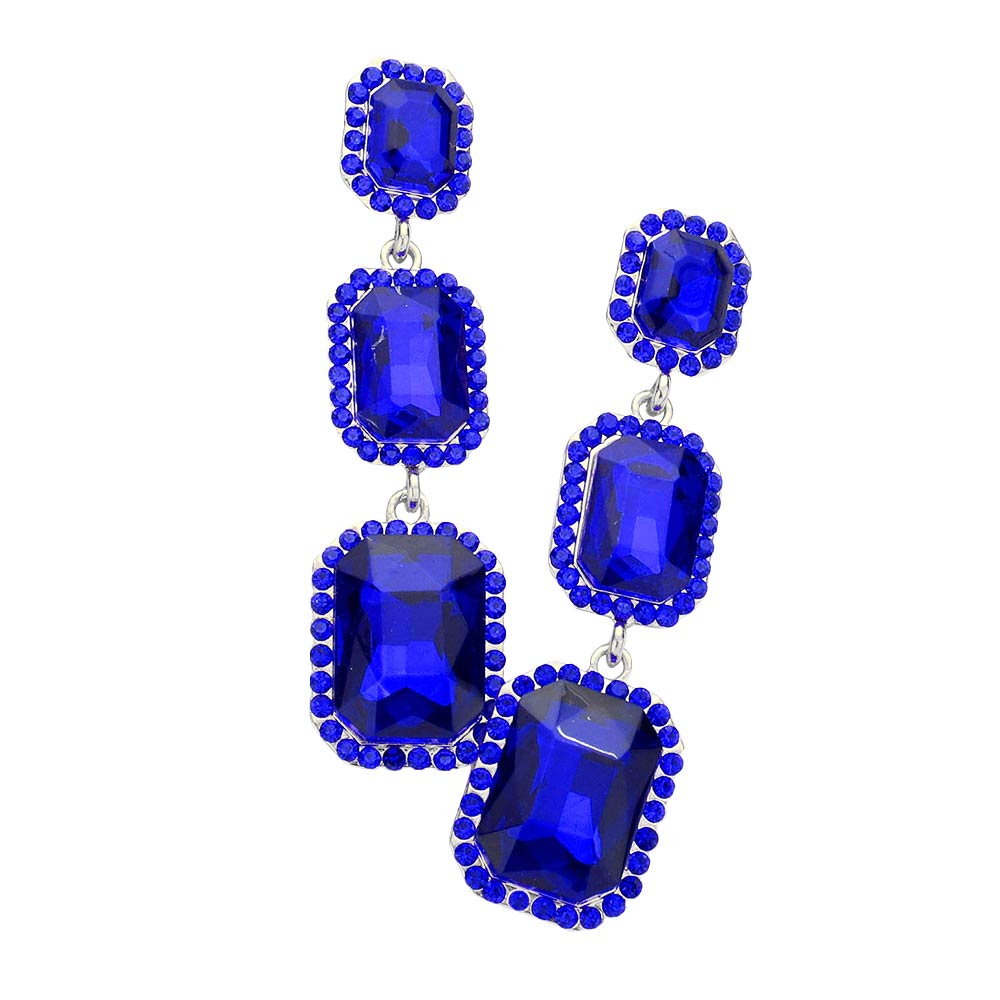 Sapphire Triple Emerald Cut Stone Link Dangle Evening Earrings, the beautifully crafted design adds a glow to any outfit which easily makes your events more enjoyable. These evening dangle earrings make you extra special on occasion. These triple emerald dangle earrings enhance your beauty and make you more attractive. These Stone link dangle earrings make your source more interesting and colorful. Complete your look with these triple emerald cut stone earrings.