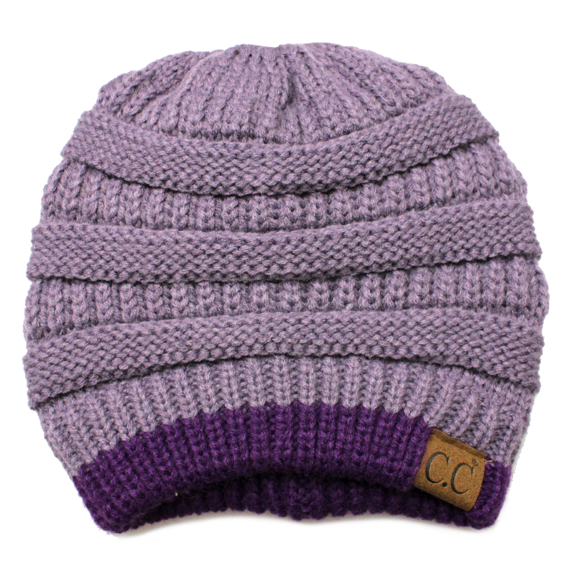 C.C Two Tone Striped Beanie Hat