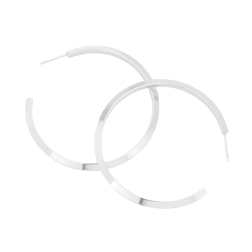 Silver 2 Inch Brass Metal Hoop Earrings, enhance your attire with these brass metal hoop earrings to show off your fun trendsetting style. Turn your ears into a chic fashion statement with these brass metal hoop earrings! An excellent choice for wearing at outings, parties, events, or any meaningful occasion.