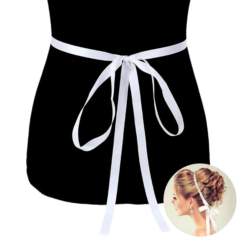 Silver Bubble Stone Sash Ribbon Bridal Wedding Belt Headband, is the perfect accessory for your special day. This belt headband will give your wedding look a unique and sophisticated touch. This is a must-have accessory for your very own special day. Perfect for brides, bridal parties, and any other formal occasion.