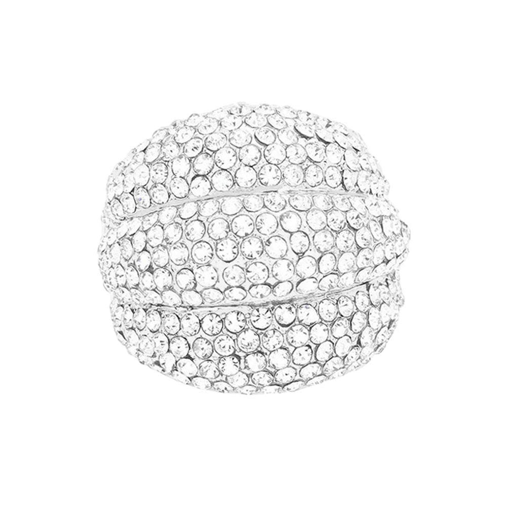 Silver Crystal Pave Stretch Ring, This elegant Crystal Pave Stretch Ring adds a touch of luxury to any outfit. Crafted from premium materials and boasting a stunning crystal pave construction, this ring is designed to last and provides an eye-catching sparkle. Add a touch of glamour to your look with this beautiful ring.