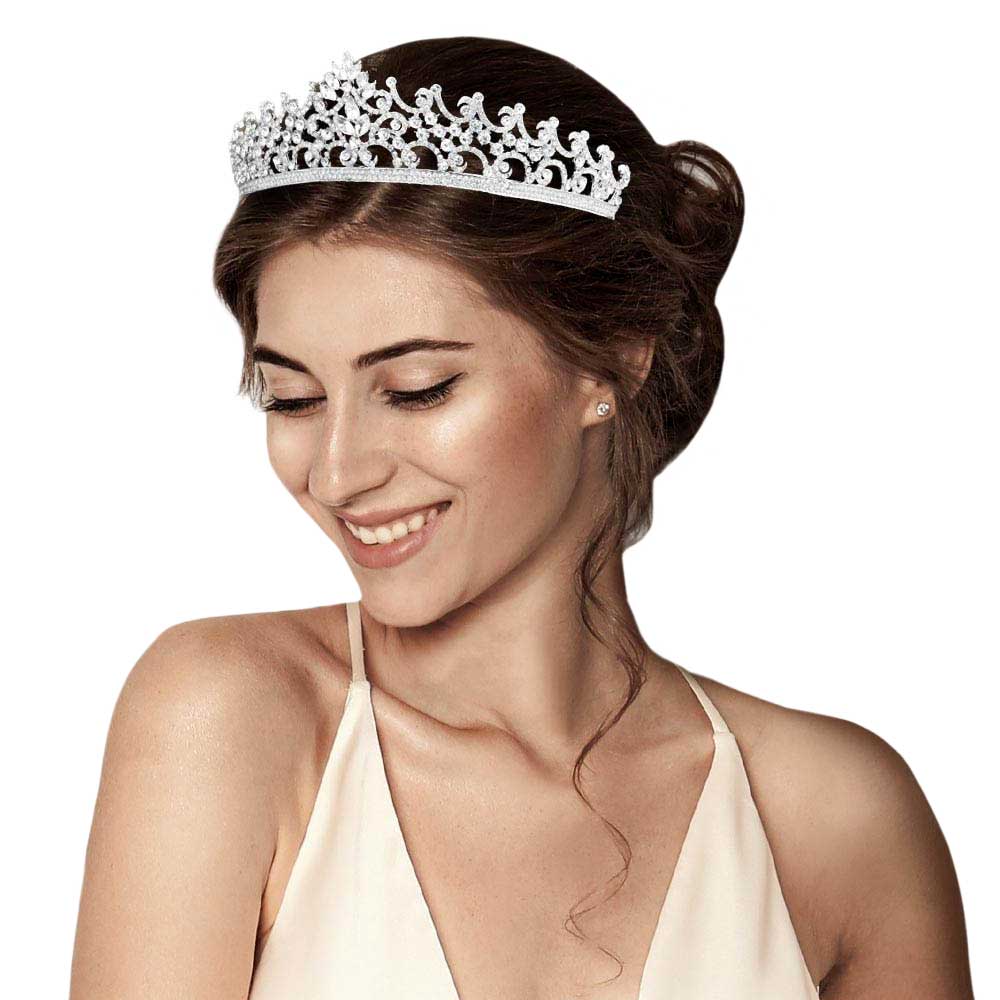 Silver Marquise Round Stone Embellished Princess Tiara, this awesome princess tiara will make you the ultimate royal beauty and make you absolutely stand out to receive the best compliments on special occasions. It perfectly adds luxe to your outfit and makes you more gorgeous. It's easy to put on & off and durable. The stunning hair accessory is really beautiful, Pretty, and lightweight.