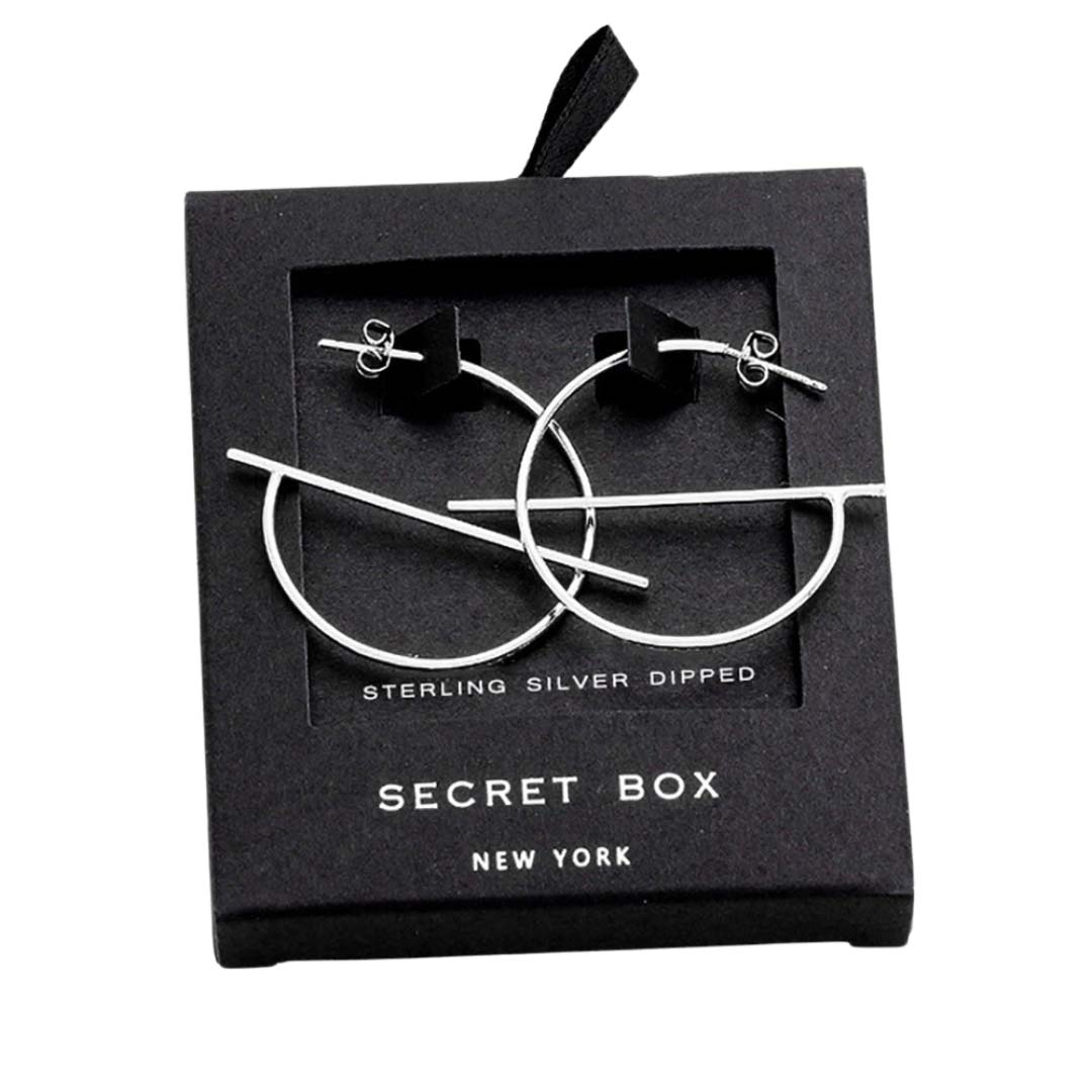 Silver Secret Box Sterling Silver Dipped Geometric Hoop Earrings, are fun handcrafted jewelry that fits your lifestyle, adding a pop of pretty color. Enhance your attire with these vibrant artisanal earrings to show off your fun trendsetting style. Great gift idea for your Wife, Mom, your Loving one, or any family member.