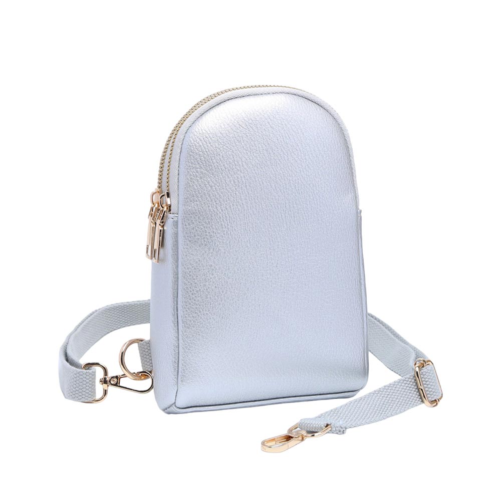 Silver Solid Faux Leather Sling Bag, is the perfect combination of style and convenience. Crafted from durable faux leather, it can withstand daily wear and tear and its adjustable shoulder strap ensures a comfortable fit. Perfect Birthday Gift, Anniversary Gift, Mother's Day Gift, Graduation Gift, Valentine's Day Gift.
