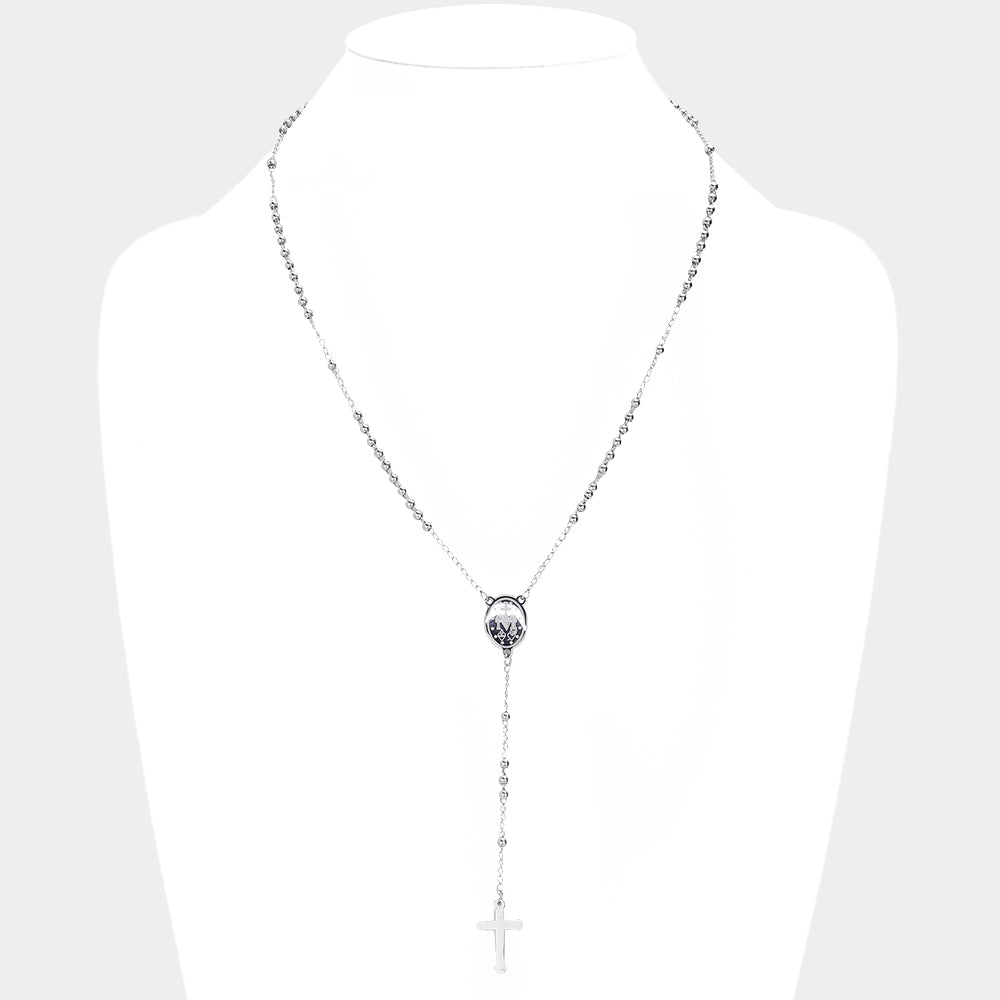 Silver Stainless Steel Rosaries Necklace is a durable and elegant piece of religious jewelry. Made with high-quality stainless steel, it is resistant to tarnishing and maintains its shine. Perfect for daily wear or special occasions, it is a beautiful way to display your faith.