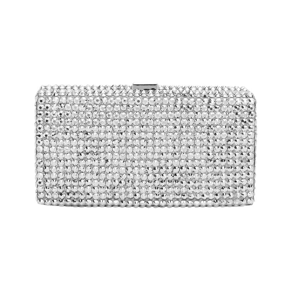 Silver Studded Bling Rectangle Evening Clutch Crossbody Bag, is beautifully designed and fit for all special occasions & places. Show your trendy side with this rectangle evening crossbody bag. Perfect gift ideas for a Birthday, Holiday, Christmas, Anniversary, Valentine's Day, and all special occasions.